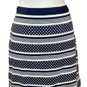 Vineyard Vines Fairway Navy & White Polka Dot Striped Mini Skirt 14